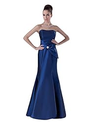 Strapless Natural   Waistline Mermaid  Lace Floor Length Taffeta Bridesmaid Dress  With a Bow(s)