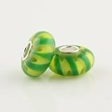 Yellow and Green Murano Style Glass Bead 925 Sterling Silver Core for Pandora, Biagi, Chamilia, Troll and More Bracelets