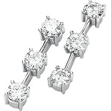 SALE SALE SALE! Stunning! 14k 4.5 mm White-gold 2 CT TW Created Moissanite 3-stone earrings