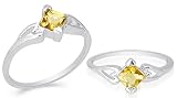Princess Cut Citrine Ring Sterling Silver