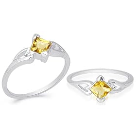 Buy Princess Cut Citrine Ring Sterling Silver by Peora