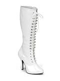 White High Heel Lace Up Knee High Boot - 9