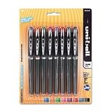 Uni-Ball Rollerball Pen,Refill.,0.5mm,8/PK,BK Barrel/Ast Ink, Sold as 1 pack