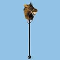 Hobby Horse with Sounds. Wooden pole & Wheels (Chestnut)