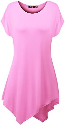 Thanth Womens Short Sleeve Comfy Loose Fit Long Tunic Top With Various Hem