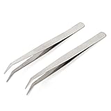 uxcell 精密ピンセット　ステンレスピンセット　ピンセット　長さ125mm　湾曲先端ピンセット　プライヤー　リペア　便利な道具セット　2Pcs
