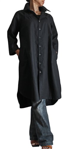 ヘンプのロングチュニックブラウス七分袖