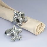 4 pc Fleur de Lys Lis Polished Napkin Holder Ring