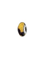 Silver, Brown and Yellow Glitter Glass Charm for 3mm Bracelets