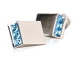Swarovski Topaz Blue Crystal Silver Cufflinks with Presentation Box