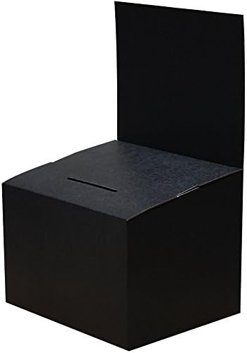 Prime Office Super Durable Cardboard Ballot &amp; Contest Box, Large, Black (570- 10 pk)