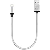 Perfect Size for DJI Inspire 1& Phantom 3 Remote Control with iPad Air Mini, Cambond&reg; Apple MFi Certified 1ft Lightning Cord Nylon Braided for iPhone 6 6 plus 5 5s 5c, iPad, iPod ( Solid Silver )