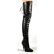 5 Inch Sexy Thigh Boot With Lace At The Rear Black Leather High Heel Boot