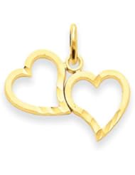 14k Gold Double Heart Charm