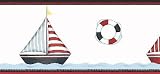 Red Sail Boat Wallpaper Border