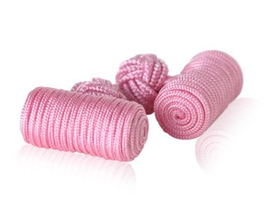 Classic Pink Silk Knot Log Cufflinks with Presentation Box
