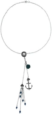 Sterling Silver Necklace with Multiple Chains and Swarovsky Crystal From the Nautica Collection By Mauricio Serrano Jewelry