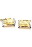 14K Solid Gold Round Cufflinks with Diamonds