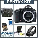Pentax K-x Digital SLR Camera Body Kit - Black - with 8GB SD Memory Card, 4 AA Nickel Metal Hydride (NiMH) 2900 mAH Rechargeable Batteries with 4-Hour AA & AAA Quick Charger, 110/220 volt. Camera Bag, Camera Grip Hand Strap, Digital Camera & Lens Cleaning Kit