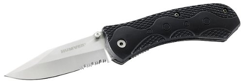 HUMVEE Einhandmesser Goliath, AISI 420 Stahl, Liner Lock, Kunststoffgriffschalen, Edelstahl-Gürtelclip