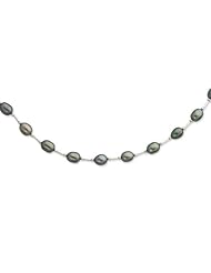 Sterling Silver 18in 6-6.5mm Black Freshwater Cultured Pearl Necklace.