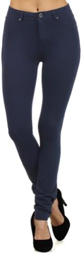 ToYou Apparel Women's Moleton Colors Pants Basic Skinny Leg Stretch Cotton Jeggings S NAVY