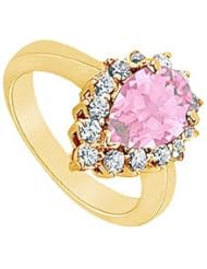 Pink Topaz and Diamond Ring 14K White Gold - 1.50 CT TGW