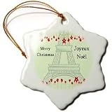 PS Christmas Joyeux Noel Merry Christmas in French Eiffel Tower Ornaments