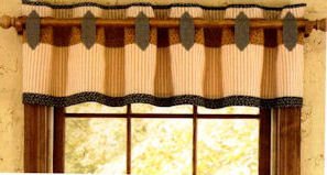 Tab Cut Out Valance - Black Star 60" x 15" Tab Cut Out Valance - Black Star 60" x 15"