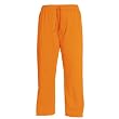 Orange Unisex Lightweight Fleece warmup tie cord cotton pants for lounging, sleep, sports. Unisex relaxed fit,