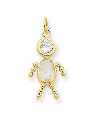14k Gold April Boy Birthstone Charm