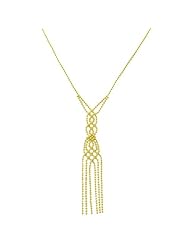 Adjustable 14 Karat Yellow Gold Beaded Lariat Necklace (15 to 17 inch)