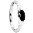 Silver 925 14 Gauge Jet Oval Austrian Crystal Closure Ring