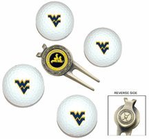 West Virginia Mountaineers Golf Balls, Divot Tool, And Ball Marker Gift Set