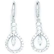 Sterling Silver CZ Teardrop Circle Dangle Huggy Earrings