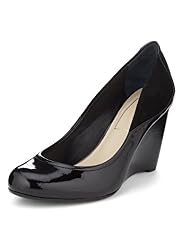 Autograph Leather Panelled Wide Fit Wedge Shoes with Insolia®