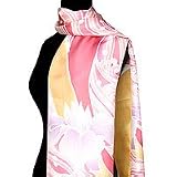 Silk batik shawl, 'Pink Lotus Lake'