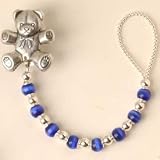 Color Beads Pacifier Clip - Color Dark Blue with Bear Clip