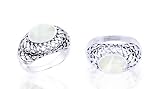 White Mother of Pearl Dome Ring Oxidized Sterling Silver