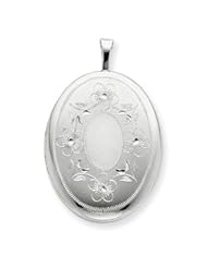 Silver 20mm Oval with Flowers Oval Locket