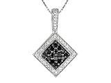 .50CTW WHITE AND IRRADIATED BLACK DIAMOND PLATINUM OVER STERLING SILVER PENDANT WITH CHAIN