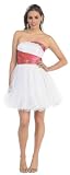 Strapless Cocktail Party Junior Prom Dress #797 (12, White/Coral) Strapless Cocktail Party Junior Prom Dress #797 (12, White/Coral)