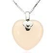 Rose Quartz Heart Shaped Platinum Overlay CAREFREE Sterling Silver Pendant Necklace