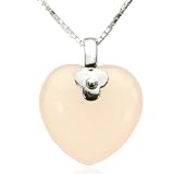 Rose Quartz Heart Shaped Platinum Overlay CAREFREE Sterling Silver Pendant Necklace
