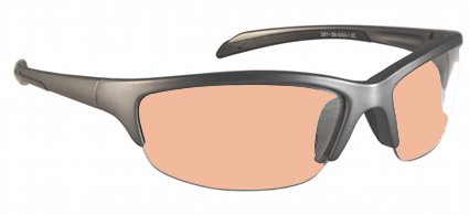 Computer Glasses with Peach/lt. Beige Polycarbonate Double Sided Anti-reflective Coating, Scratch Coating and Uv Protection - Semi Rimless Wrap Frame - Fits Small to Medium