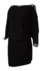 Dolman Scoop Neck Polyester/Spandex   Dress With Rhinestones