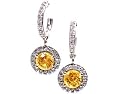 Fine Yellow Sapphire and Diamond 18k White Gold Hoop Earrings Ctw 2.50