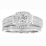 1/2 Carat Round Diamond 14k White Gold Bridal Set Ring