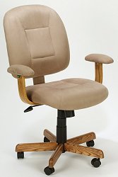 Stone Microfiber & Oak Mid-Back Ergonomic Office Task Chair
