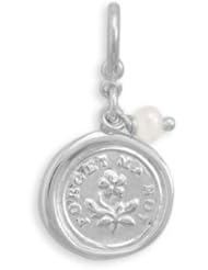 Sterling Silver Forget Me Not Charm with Cultured Freshwater Pearl